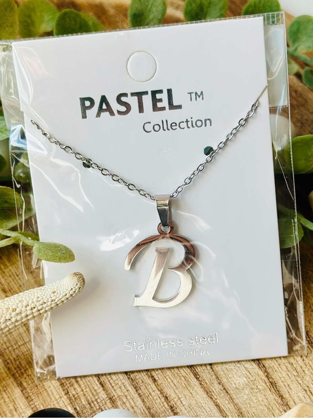 NWT Pastel Collection Stainless Steel 'B' Initial Necklace - Silver